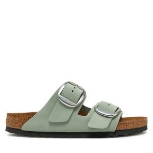Klapki Birkenstock. Zielone klapki Birkenstock, bez wzorów, bez obcasa. Za 429,99 zł.