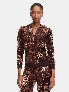 Juicy Couture Bluza Robyn JCWAS226338 Brązowy Slim Fit. Brązowe bluzy Juicy Couture, xs, bez wzorów, z bawełny, bez kaptura. Za 363,99 zł.