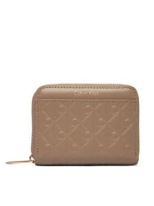 Calvin Klein Portfel Emblem Aop Embossed Zip Around LV04F1081G Beżowy. Brązowe portfele Calvin Klein, bez wzorów, ze skóry. Za 289,99 zł.