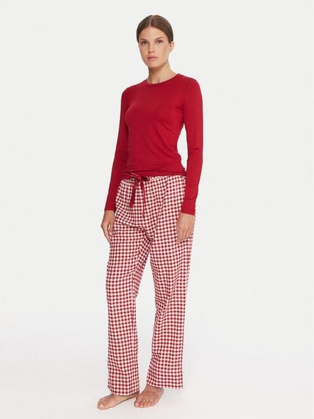 Hunkemöller Piżama 302780 Czerwony Regular Fit. Czerwone piżamy Hunkemöller, bez wzorów, z wiskozy, bez ramiączek. Za 179,99 zł.