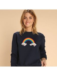 WOOOP Bluza "Candy rainbow" w kolorze granatowym rozmiar: M. Niebieskie bluzy Wooop, m, bez wzorów, z bawełny, bez kaptura. Za 100,99 zł.