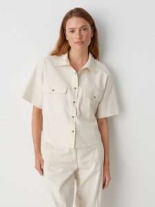 OPUS Koszula w kolorze kremowym rozmiar: 38. Brązowe koszule Opus, bez wzorów, bez kołnierzyka, bez ramiączek. Za 143,99 zł.