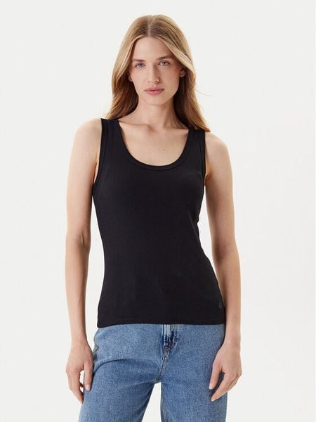 United Colors Of Benetton Top 3GA2DH010 Czarny Slim Fit. Czarne topy United Colors of Benetton, s, bez wzorów, z bawełny, bez kołnierzyka, bez ramiączek. Za 39,99 zł.