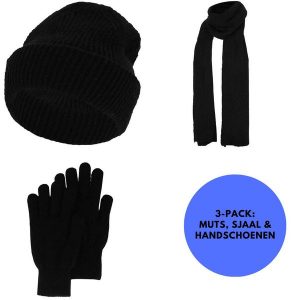 Zestaw zimowy damski Rękawiczki/Czapka/Szal. Niebieskie szaliki HEAT KEEPER, na zimę, bez wzorów, prążkowane. Za 249,54 zł.