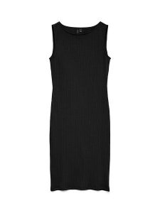 Vero Moda Sukienka w kolorze czarnym rozmiar: L. Czarne sukienki Vero Moda, l, bez wzorów, prążkowane, bez kołnierzyka, bez ramiączek, midi. Za 87,95 zł.