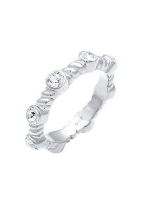 Elli PREMIUM Damska obrączka skręcona mieniąca się kryształami, wykonana ze srebra próby 925 sterling silver Pierścionki 1 ct Damski. Szare pierścionki Elli PREMIUM, srebrne. Za 153,99 zł.