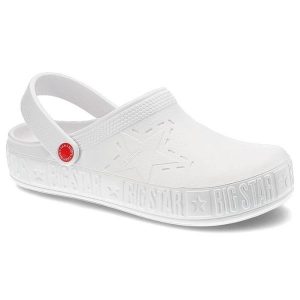 Klapki damskie Big Star, cholewka z tworzywa wsuwana konstrukcja profilowana wkładka gruba podeszwa, biały, II275003. Białe klapki Big Star, bez wzorów, bez obcasa. Za 59,00 zł.