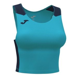 Tank top do biegania damski Joma Record II Crop top. Niebieskie topy JOMA, s, bez wzorów, sportowe, bez kołnierzyka, bez ramiączek. Za 73,99 zł.