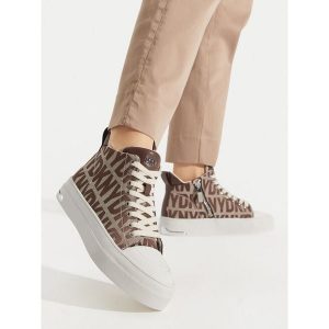 Trampki DKNY. Brązowe trampki DKNY, bez wzorów, bez zapięcia. Za 510,99 zł.