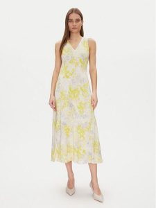 Calvin Klein Sukienka letnia Print Abstract Ecovero Vn Dress LV044B059G Żółty Regular Fit. Żółte sukienki Calvin Klein, na lato, m, bez wzorów, z wiskozy, bez kołnierzyka, bez ramiączek. Za 699,99 zł.