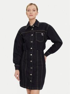 KARL LAGERFELD Sukienka jeansowa A4W13019 Granatowy Relaxed Fit. Niebieskie sukienki KARL LAGERFELD, s, bez wzorów, z bawełny, bez kołnierzyka, bez ramiączek, koszulowe. Za 644,99 zł.