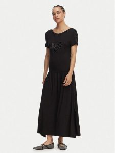 Liu Jo Sukienka codzienna VA6123 JS360 Czarny Regular Fit. Czarne sukienki Liu Jo, na co dzień, m, bez wzorów, z wiskozy, bez kołnierzyka, bez ramiączek, proste. Za 519,99 zł.