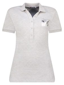 Geographical Norway Koszulka polo w kolorze jasnoszarym rozmiar: XL. Szare bluzki Geographical Norway, xl, bez wzorów, bez kołnierzyka, bez ramiączek. Za 35,10 zł.