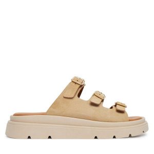 Klapki Tamaris. Brązowe klapki Tamaris, bez wzorów, bez obcasa. Za 369,99 zł.