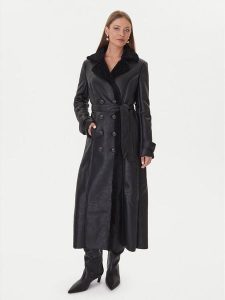 Bardot Płaszcz przejściowy 59622JB1 Czarny Regular Fit. Czarne płaszcze Bardot, s, bez wzorów, ze skóry, bez kaptura. Za 739,00 zł.