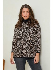 Curvy Lady Sweter w kolorze czarno-karmelowym rozmiar: 40/42. Brązowe swetry oversize Curvy Lady, bez wzorów, bez ramiączek. Za 88,43 zł.