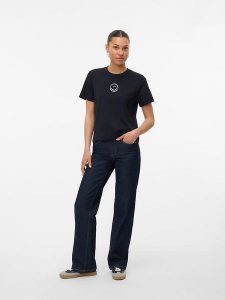 Vero Moda Koszulka w kolorze czarnym rozmiar: L. Czarne bluzki Vero Moda, l, bez wzorów, z bawełny, bez kołnierzyka, bez ramiączek. Za 70,24 zł.