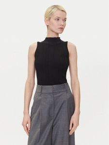 HUGO Bluzka Sarepilk 50542597 Czarny Slim Fit. Czarne bluzki Hugo, l, bez wzorów, z wiskozy, bez kołnierzyka, bez ramiączek. Za 379,99 zł.