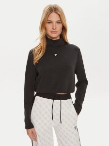 Guess Bluza Olympe V4YQ05 KCAY2 Czarny Regular Fit. Czarne bluzy Guess, l, z aplikacjami, z syntetyku, bez kaptura. Za 319,99 zł.