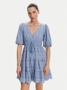 Pepe Jeans Sukienka letnia Day PL953694 Błękitny Regular Fit. Niebieskie kombinezony Pepe Jeans, na lato, xs, bez wzorów, z bawełny, bez kołnierzyka, bez ramiączek. Za 249,99 zł.