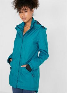 Parka funkcjonalna, z materiału odpychającego wodę. Niebieskie płaszcze bonprix, s, bez wzorów. Za 379,99 zł.