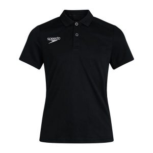 Koszulka T-Shirt damski Speedo Club Dry Polo. Czarne koszulki sportowe Speedo, bez wzorów, bez ramiączek. Za 107,21 zł.