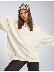 Weekday Bluza w kolorze kremowym rozmiar: L. Brązowe bluzy Weekday, l, bez wzorów, bez kaptura. Za 83,42 zł.