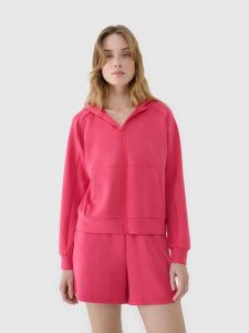 4F Bluza dresowa rozpinana z modalem damska - różowa XXL. Czerwone bluzy 4f, xs, bez wzorów, z dresówki, z kapturem. W wyprzedaży za 139,99 zł.