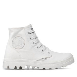 Trapery Palladium. Białe buty zimowe Palladium, bez obcasa, bez zapięcia. Za 319,99 zł.