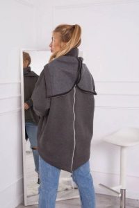 Bluza ocieplana z suwakiem z tyłu grafitowa. Szare bluzy KESI, l, bez wzorów, z bawełny, bez kaptura. Za 238,37 zł.