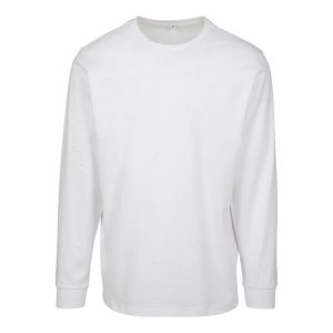 Koszulka Z Długim Rękawem Unisex Dla Dorosłych Z Prążkowanymi Mankietami. Czarne bluzki BUILD YOUR BRAND, xl, bez wzorów, prążkowane, sportowe, bez kołnierzyka, bez ramiączek. Za 86,99 zł.