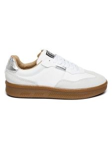 Steve Madden Skórzane sneakersy w kolorze srebrno-białym rozmiar: 38. Białe trampki Steve Madden, bez wzorów, z materiału, bez zapięcia. Za 231,68 zł.