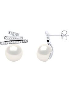 Pearline Srebrne kolczyki-wkrętki z perłami rozmiar: onesize. Białe kolczyki Pearline, z cyrkonią, srebrne. Za 195,77 zł.