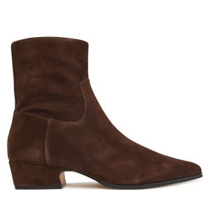 Botki Nokwol. Brązowe botki Nokwol, bez wzorów, bez obcasa, na płaskiej podeszwie, bez zapięcia. Za 479,99 zł.