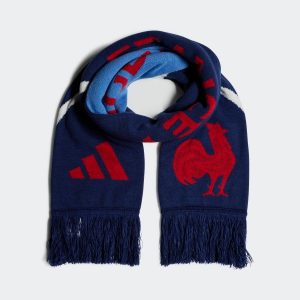 Szalik kibica francuskiej drużyny rugby – szalik FFR. Białe szaliki ADIDAS, bez wzorów. Za 139,99 zł.