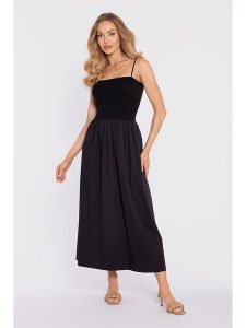 Made of emotion Sukienka w kolorze czarnym rozmiar: XL. Czarne sukienki Made Of Emotion, xl, bez wzorów, bez kołnierzyka, bez ramiączek, midi. Za 224,99 zł.