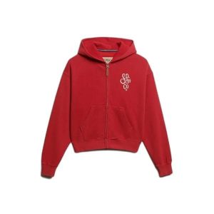 Bluza damska z kapturem Superdry Heritage Hamptons. Czerwone bluzy Superdry, bez wzorów, z kapturem. Za 349,55 zł.
