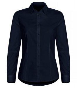 Clique Stretch Shirt L/S Women - koszula damska z długim rękawem stretch – Dark. Niebieskie koszule CLIQUE, l, bez wzorów, z bawełny, bez kołnierzyka, bez ramiączek. Za 202,48 zł.