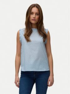Vero Moda Top Trine 10342734 Niebieski jasny Regular Fit. Niebieskie topy Vero Moda, s, bez wzorów, z bawełny, bez kołnierzyka, bez ramiączek. Za 99,99 zł.