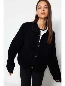 Trendyol Kardigan w kolorze czarnym rozmiar: L. Czarne kardigany Trendyol, l, bez wzorów, bez ramiączek. Za 100,99 zł.