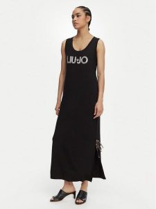 Liu Jo Beachwear Sukienka codzienna VA6215 JS360 Czarny Regular Fit. Czarne kombinezony Liu Jo Beachwear, xs, bez wzorów, z wiskozy, bez kołnierzyka, bez ramiączek. Za 469,99 zł.