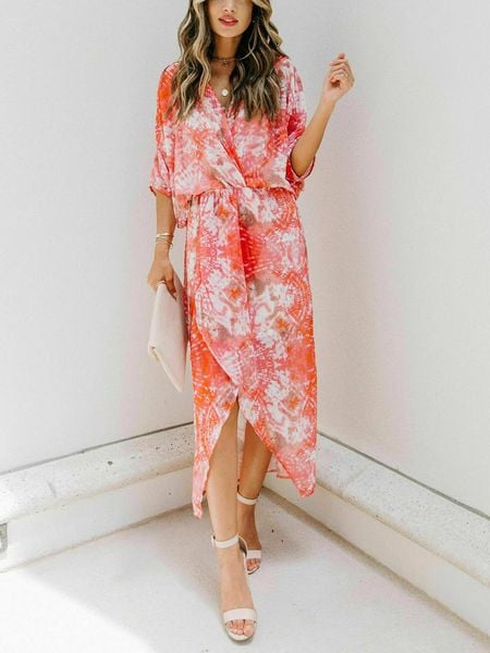 Milan Kiss Sukienka w kolorze koralowo-białym rozmiar: M. Białe sukienki Milan Kiss, m, bez wzorów, bez kołnierzyka, bez ramiączek, midi. Za 183,15 zł.