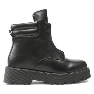 Botki Jenny Fairy. Czarne botki Jenny Fairy, bez wzorów, bez obcasa, na płaskiej podeszwie, bez zapięcia. Za 199,99 zł.