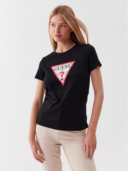 Guess T-Shirt W1YI1B I3Z14 Czarny Slim Fit. Czarne t-shirty Guess, s, z aplikacjami, z bawełny, bez kołnierzyka, bez ramiączek. Za 154,99 zł.