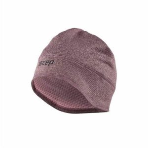 Czapka zimowa unisex odblaskowa termoaktywna z otworem na kucyk do biegania CEP. Brązowe czapki CEP, bez wzorów, z elastanu, sportowe. Za 79,00 zł.
