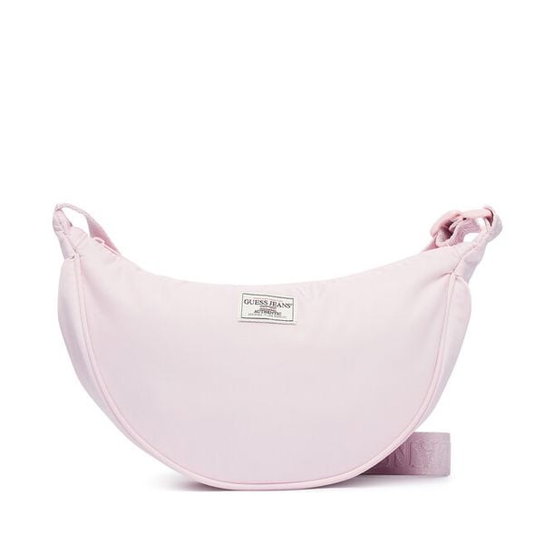 Torebka Guess Jeans. Czerwone listonoszki Guess Jeans, z aplikacjami, z jeansu, bez dodatków. Za 219,99 zł.