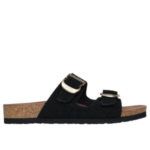 Sandały damskie Skechers Boho Clic Arch fit. Czarne sandały Skechers, bez wzorów, bez obcasa, bez zapięcia. Za 346,00 zł.