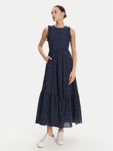 Pepe Jeans Sukienka codzienna Deborah PL953666 Granatowy Regular Fit. Niebieskie kombinezony Pepe Jeans, na co dzień, m, bez wzorów, z bawełny, bez kołnierzyka, bez ramiączek, proste. Za 309,99 zł.