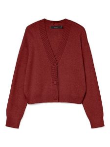 Vero Moda Kardigan w kolorze bordowym rozmiar: XL. Czerwone swetry oversize Vero Moda, xl, bez wzorów, bez ramiączek. Za 136,13 zł.