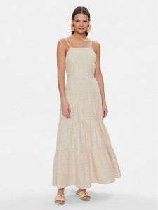 Fracomina Sukienka letnia FJ24SD2004W686E5 Beżowy Regular Fit. Brązowe kombinezony Fracomina, na lato, l, bez wzorów, z syntetyku, bez kołnierzyka, bez ramiączek. Za 619,99 zł.